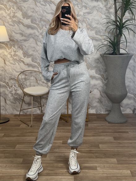 Sweatpants Strassed Set-5023/Grey