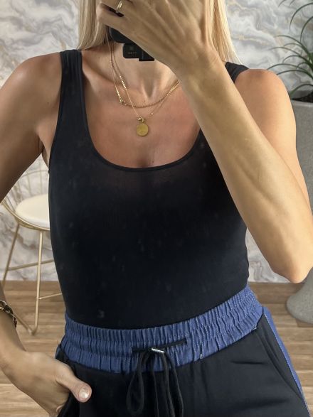 Sleeveless Cotton Bodysuit-255/Black
