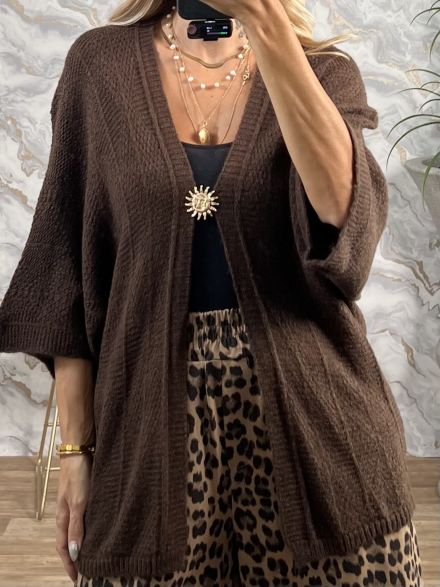 Sun Brooch Cardigan/Chocolat
