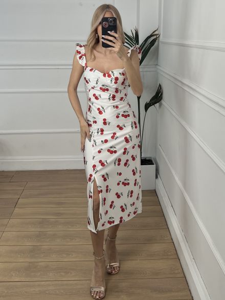 Skinny Midi Dress/Cherries