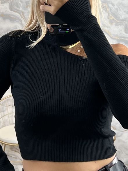 Choker Knitted Crop Top/Black