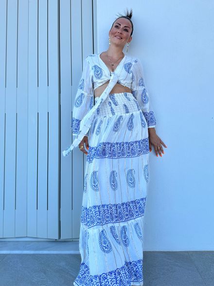 Boho Skirt Set-7254/Blue