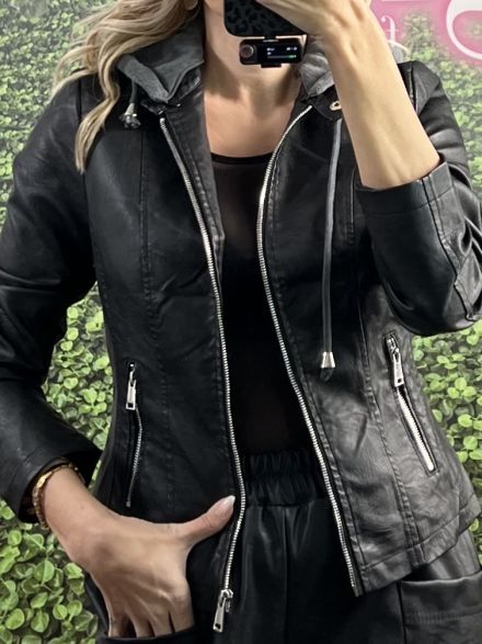 Eco Leather Jacket-63283/Black