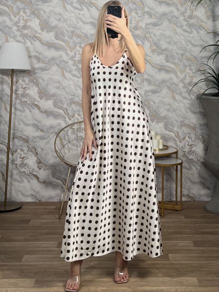 Soft Satin Loose Maxi Dress/Vanilla
