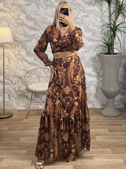 GoldenThread Skirt Set-6032/Camel