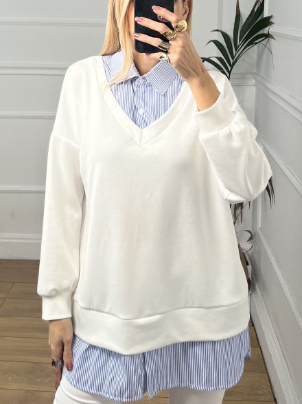 Shirt Cotton Sweatshirt/White