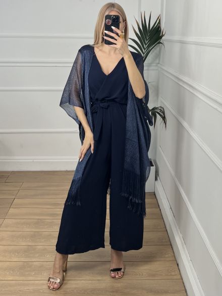 Metallic Kimono/Navy Blue
