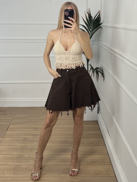 Soft Denim Shorts/Chocolat