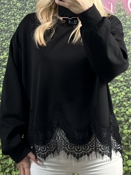 Lace Sweatshirt-6002/Black