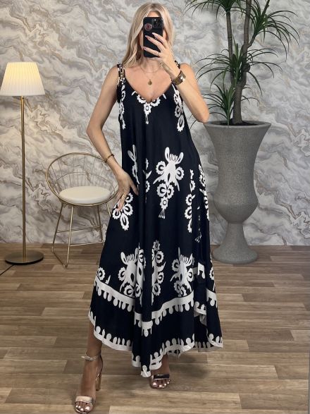 Viscose Dress-1090/Black&White