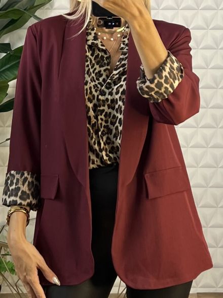 Σακάκι Leopard Lining-3066/Burgundy
