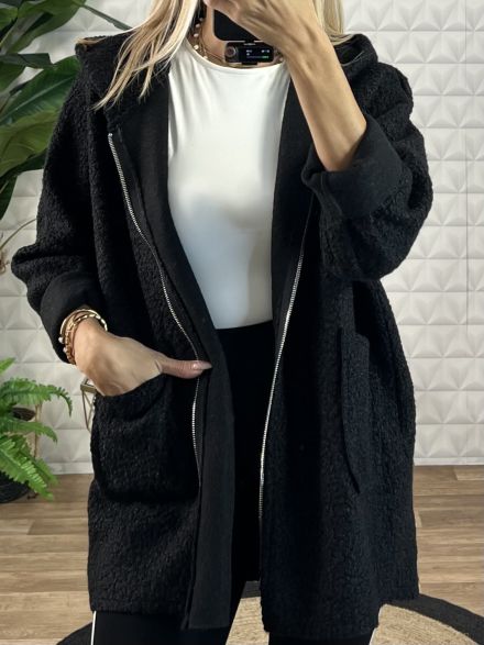 Boucle Cardigan Pockets/Black