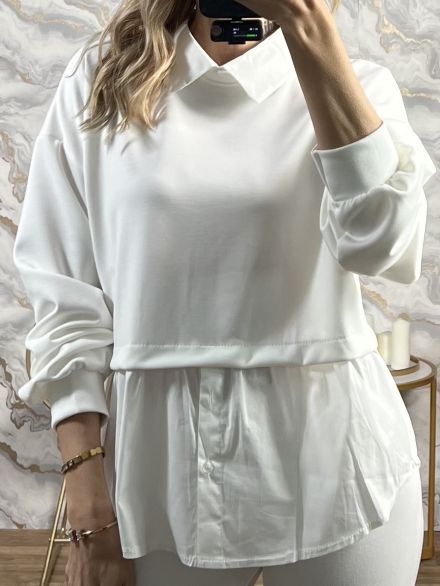 Soft Shirt Layers Sweatshirt/White