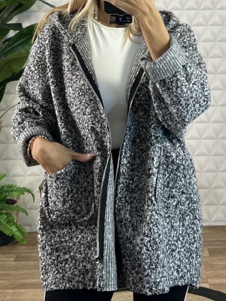 Boucle Cardigan Pockets/Grey