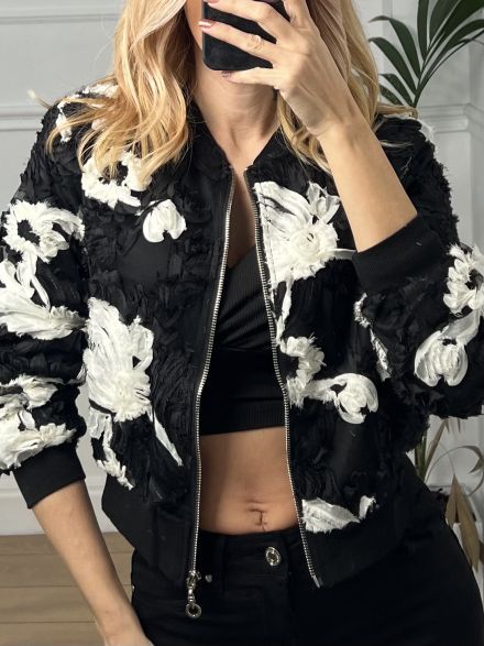 Tulle Floral Jacket/Black