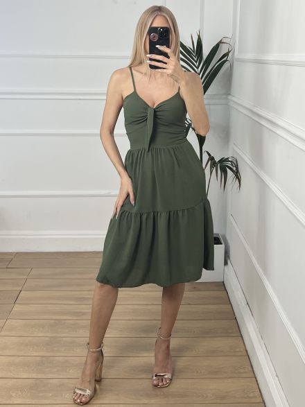 Casual Bow Dress/Khaki