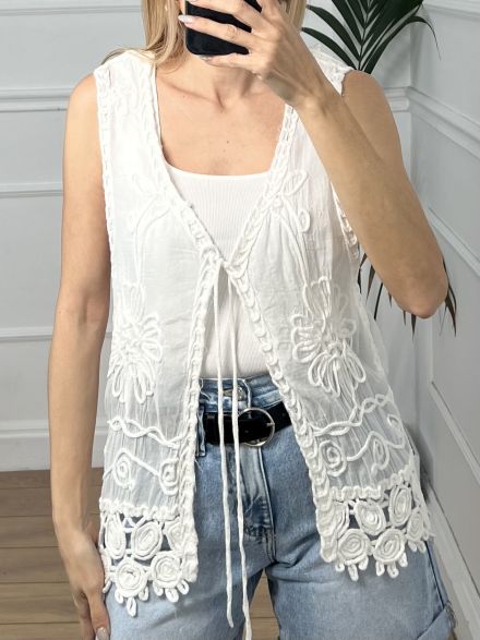 Cotton BOHO Vest-79/White