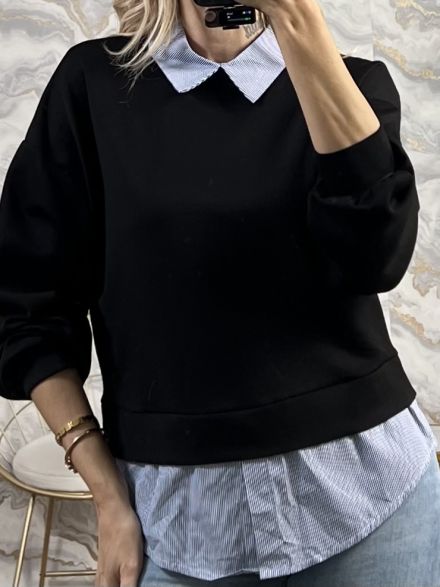Soft Stripes Shirt Sweatshirt/Black
