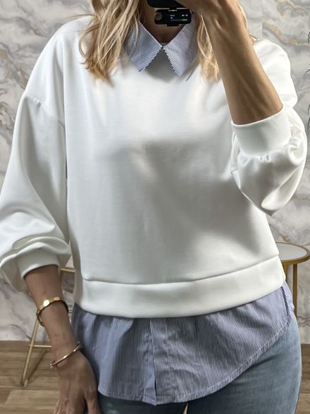 Soft Stripes Shirt Sweatshirt/White