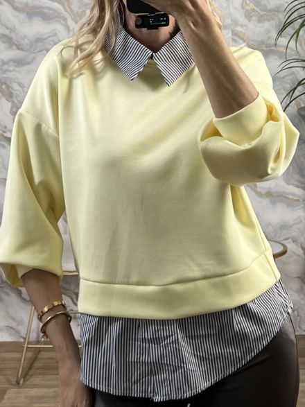 Soft Stripes Shirt Sweatshirt/Yellow