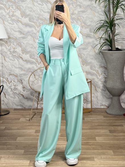 Stripes Casual Suit/Aqua
