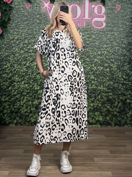 Casual Midi Leo Dress/Black