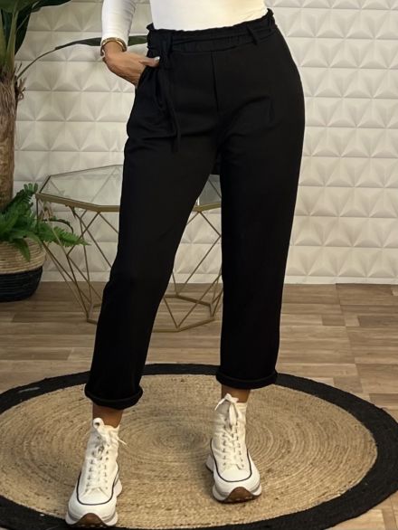 Highwaist Belt Sweatpants-3055/Black