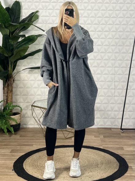 Soft Oversized Hood Coat/Grey