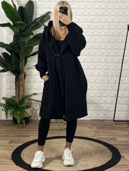 Soft Oversized Hood Coat/Black