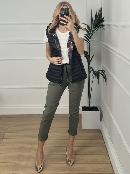 Sleeveless Floral Double Jacket/Black