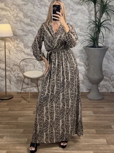 Maxi Muslin Print Dress/Snakeskin