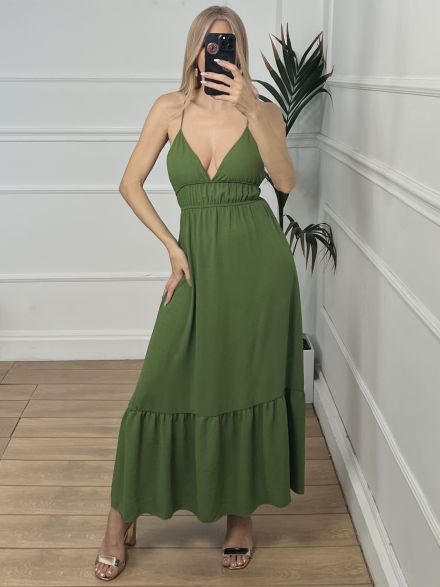 Backless X Dress/Khaki