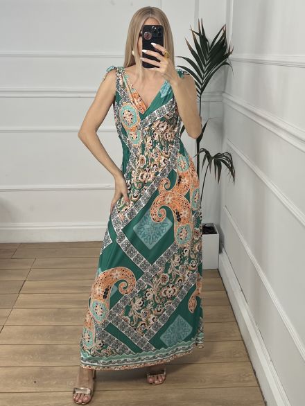 Elastic Linear Dress/Green