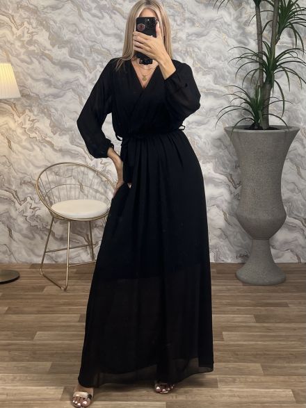 Maxi Muslin Dress-3043/Black