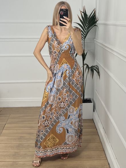 Elastic Linear Dress/Camel