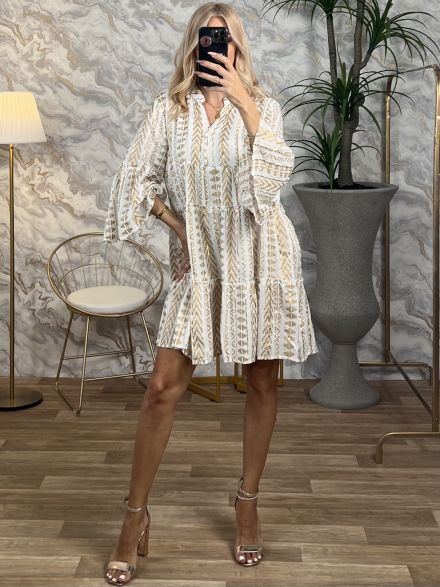Viscose Mini Dress-8014/White