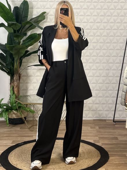 Stripes Casual Suit/Black