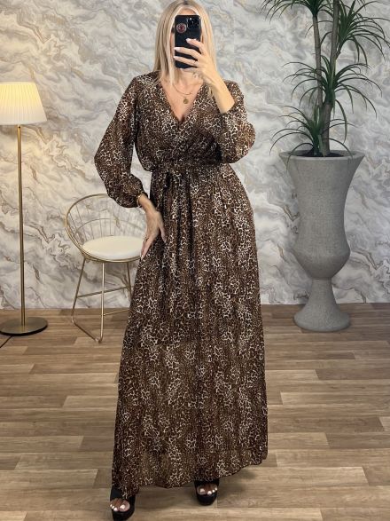 Maxi Muslin Print Dress/Leo-Multi