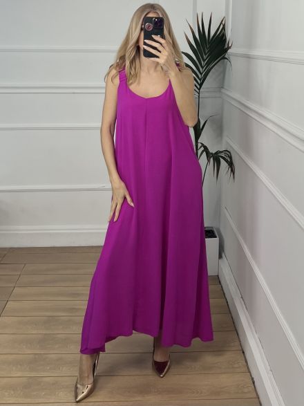 Braces Dress/Magenta