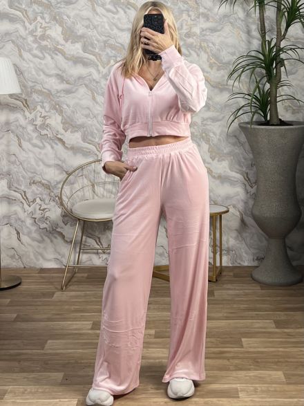 Velvet Cropped Set-3670/Pink