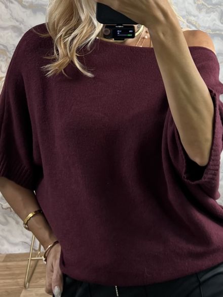 Soft Oversized Sweater-7517/Burgundy