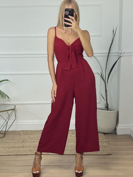 Bow Jumpsuit/Burgundy