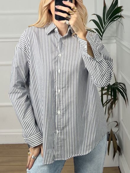Stripes Shirt Cotton/D.Grey