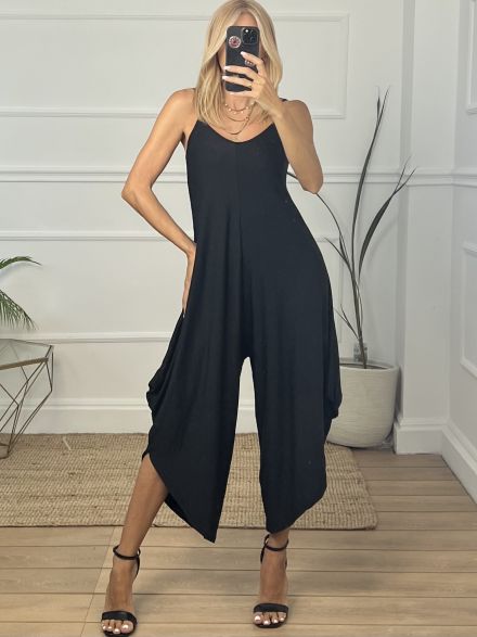 Elastic Viscose Jumpsuit/Black