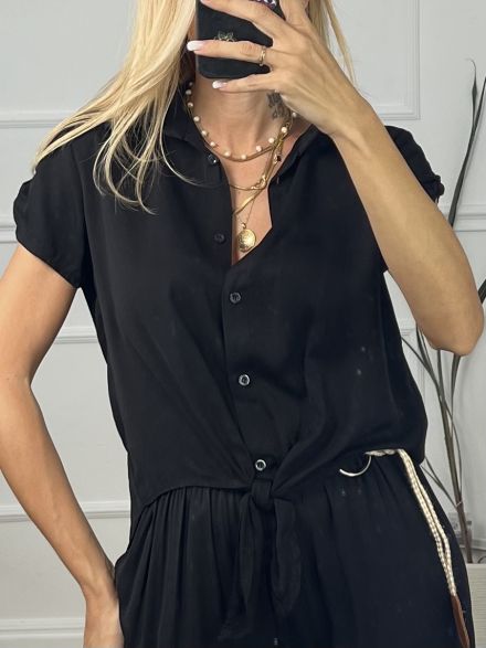 Bow Viscose Shirt/Black