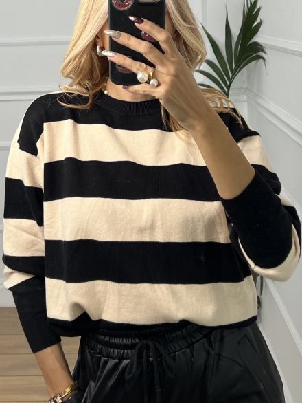 Soft Stripped Viscose Sweater