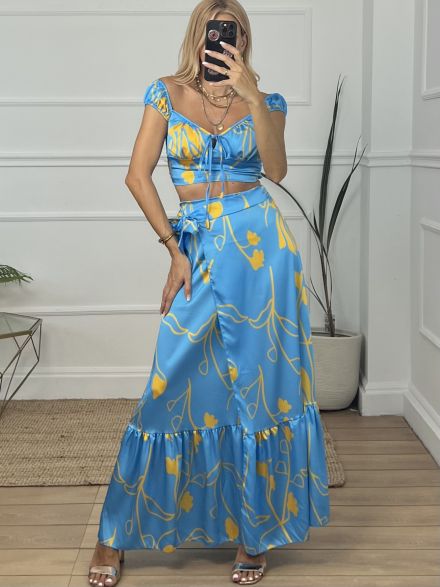 Maxi Skirt Satin Set2/L.Blue