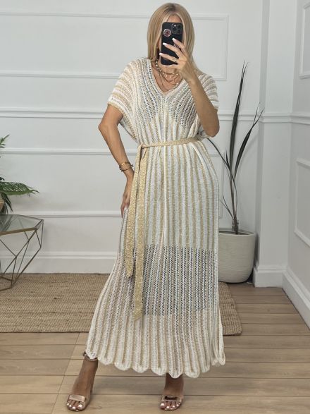 Belt Beach Dress/White