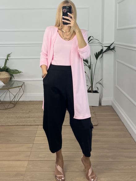 Viscose Cardigan Set/Pink