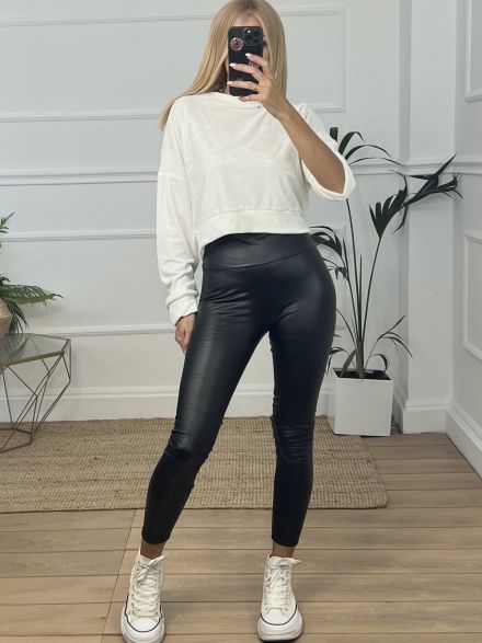 Pu Leather Leggings-99935/Black